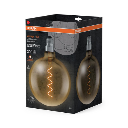 E27 G200 LED Lampen 4W = 28W 300lm 2000K Warm 300° OSRAM Vintage 1906 Filament dimmbar