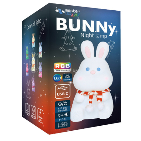 LED Tischlampe für Kinder 1.5W 28lm 3000K Warm RGB 360° Weiß Masterled Rabbit