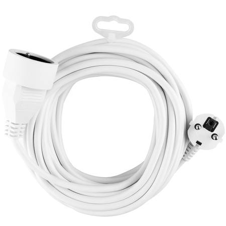 Netzverlängerungskabel Geerdete Steckdosenleiste 1 Steckdose 10m Weißes Kabel Lendo Lumiled
