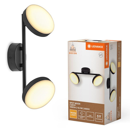 LED-Decken-Wandleuchte Wand montiert Aufputz 10.5W 560lm CCT Dekorative Schwarzer Spot Moon Ledvance