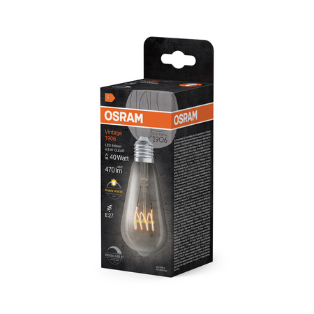 Dekorative LED-Glühbirne ST64 Edison E27 4.8W = 40W 470lm 2700K Warm 320° Filament Dimmbar Vintage 1906 Osram