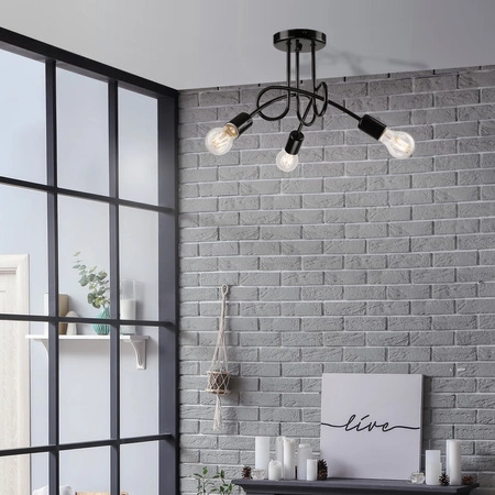 CAMILLA 3xE27 Schwarz Loft-Deckenleuchte LM-3.79 Lamkur