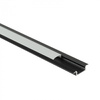 Unterputz-Aluminium-LED-Profil Schwarz 1m mit Milchglasschirm für LED-Streifen + Kappen Ecolight P-Serie