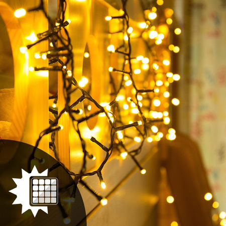 SOLARGIRLANDE 21,9m Garten DEKORATIV 200x LED 3000K warmer GLANZ GOLDLUX (Polux)