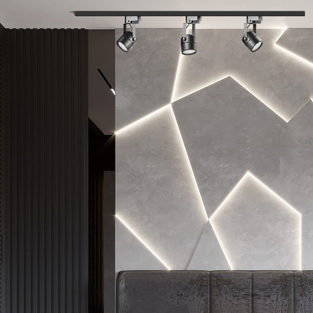 Stromschienen-Kit 1-Phasen-Schiene + 3x GU10 Reflektor Schwarz PRAGA Sanico Goldlux