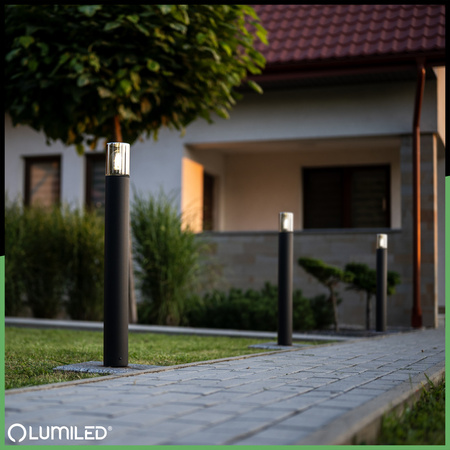 Stehende Gartenlampe für E27 Glühbirne Schwarzes Glas IP54 80 cm SALVIA LUMILED