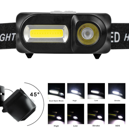 Wiederaufladbare Kopflampe XPE + COB VA0115 Vayox