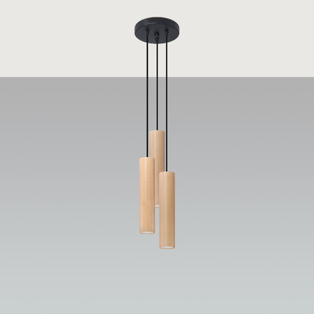 LINO 3P LED Pendelleuchte 3xGU10 Naturholz SOLLUX