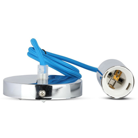 Pendelleuchte Leuchte E27 Chromschirm mit blauem Kabel Hängend VT-7338 V-TAC