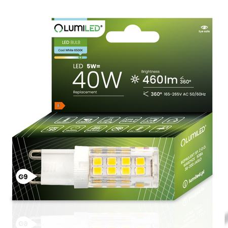 LED Kapseln G9, LED-Lampe 5W = 40W 460lm 360° 6500K kalt LUMILED