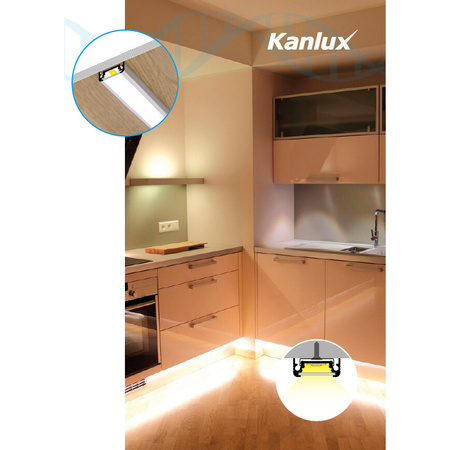 Aluminium-Aufbauprofil PROFILO D 1m Silber mit mattierter Blende und Endkappen KANLUX