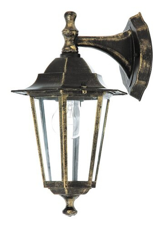 Gartenlampe LED Wandleuchte VELENCE E27 IP43 Down Lantern Antik Gold RABALUX