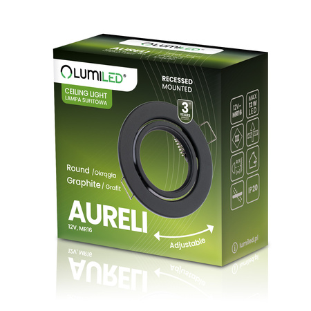 Runde Halogen-Einbauleuchte AURELI Graphitblech MR16 GU10 LUMILED
