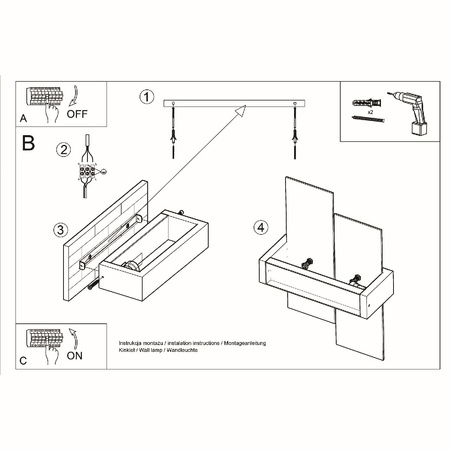 Wandleuchte FENIKS 1 E27 Modern Weiß und Holz SOLLUX