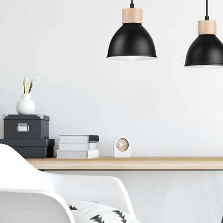 NICO Decke Pendelleuchte 2xE27 Schwarz Holz LM-2.143 Lamkur