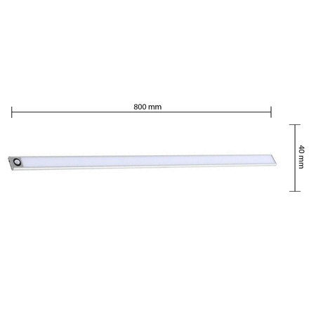 LED-Unterschrankleuchte Möbelleiste 4W 4500K 80cm mit Bewegungsmelder Silber