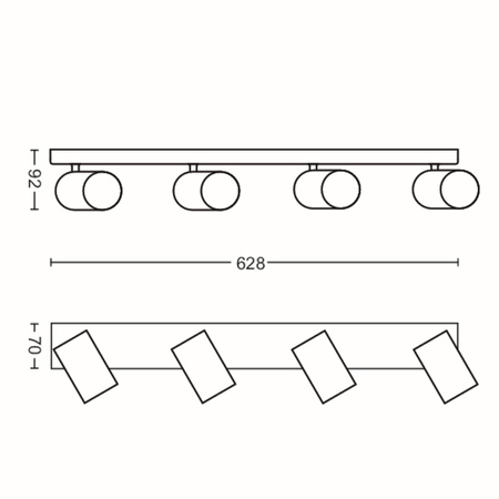 KOSIPO Deckenleuchte Reflektor 4x GU10 Schwarz Beweglich PHILIPS