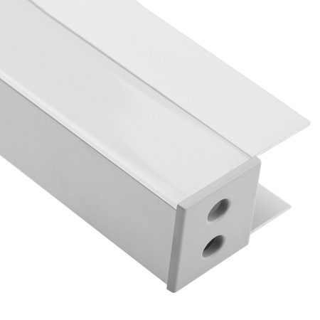 Aluminium-Anodierter Möbelprofil für LED-Streifen KM48 mit Milchglasabdeckung und Endkappen, 1m Silber LUMILED