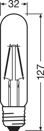 Dekorative LED-Lampe E27 TUBULAR 2.5W = 20W 200lm 2000K Warm 300° Glühfaden OSRAM Vintage 1906