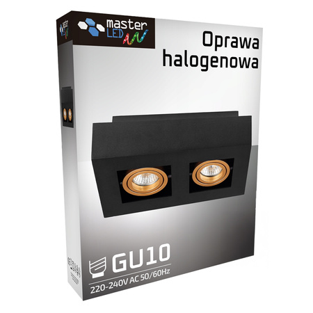 Anbauleuchte HALOGEN Beweglich 2x GU10 Rechteckig Schwarz 85mm NEMO