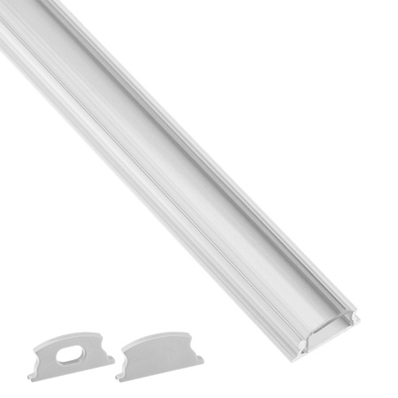Anodisiertes Aluminium LED-Profil KM24 mit Klarglasabdeckung und Endkappen, 2m Silber LUMILED