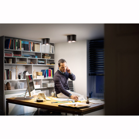 LED Spot Pillar Schwarz 2x4.2W CCT PHILIPS HUE Bluetooth Zigbee Deckenleuchte + Dimmschalter