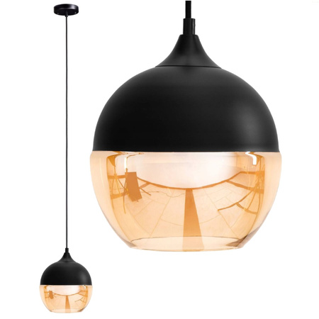 Glasdecke Pendelleuchte Amber Schwarz zu LED E27 Kugel Modern