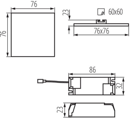 AREL LED-Deckeneinbauleuchte 6W 450lm 3000K Warm Kanlux