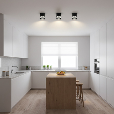 Oberflächenmontage HALOGEN Spot Tuba ARISA GU10 LUMILED Rund Schwarz 80 mm