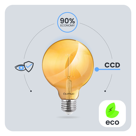 3x LED-Lampe E27 Sphere G95 6W = 50W 660lm 2000K Warm 360° BURSHINE FILAMENT LUMILED