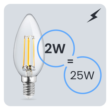 LED Lampen E14 B35 2W = 25W 249lm 4000K Neutral 360° Glühfaden LUMILED