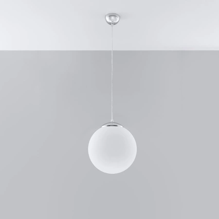 UGO E27 Hängeleuchte Überhängender Glasschirm Sphere 30cm Klassisch Silber und Weiß SOLLUX