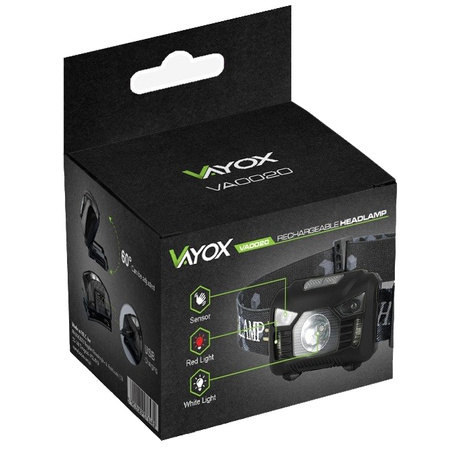 Wiederaufladbare LED-Stirnlampe mit Bewegungssensor XM-L Q5 3W VA0020 VAYOX