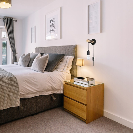 Spot E27 Hängelampe Schwarz Braun mit Eos Masterled Schalter