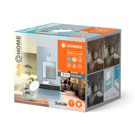 Wandmontierte LED-Deckenleuchte für das Badezimmer 7,5W 200lm CCT 11cm IP44 Dimmbar Silber SMART+ WiFi Sun@Home Ledvance