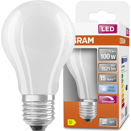 LED-Lampe E27 A60 11W = 100W 1521lm 4000K Neutral 300° Glühfaden Dimmbar OSRAM SUPER STAR