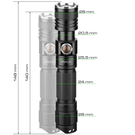 Taktische LED-Taschenlampe Leistung IP44 10W 1200lm Professional VAYOX