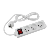 Netzverlängerungskabel Stecker - 3x Buchse mit Erdungsanschluss und Schalter Steckdosenleiste 1,5m 3x1mm 13A Weiß