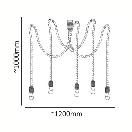 ROPE SPIDER DECKENHÄNGELAMPE 5xE27 Schwarz und Beige GOLDLUX (Polux)