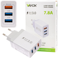 SCHNELLES NETZWERK-LADEGERÄT QUICK CHARGE 3.0 + 2x USB 2.4A VAYOX VA0001