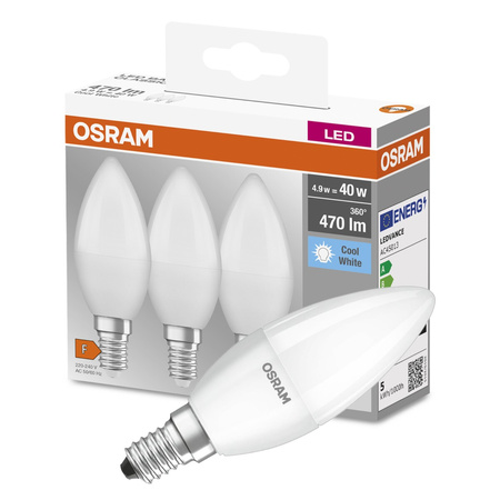 3x LED Lampen E14 B35 5W = 40W 470lm 4000K Neutral OSRAM