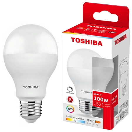 LED-Glühbirne E27 A60 14W = 100W 1521lm 6500K Kalt dimmbar TOSHIBA