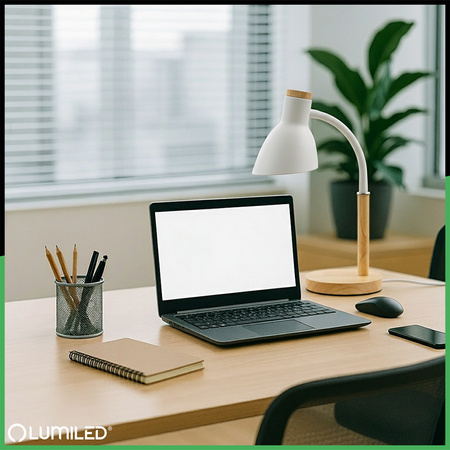 Schreibtischlampe Schule Zeichentisch Dekorativ E27 NIKO Weiß Lumiled
