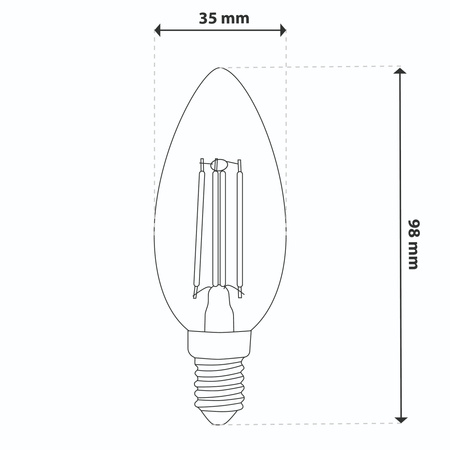 10x LED-Glühbirne E14 Kerze B35 2.2W 470lm = 40W 4000K Neutral 360° Filament CLASS A LUMILED