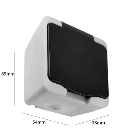 Hermetische Einzelflächensteckdose mit Klappe 2P+Z Schuko AQUATIC MINI IP54 ORNO Weiß und Schwarz