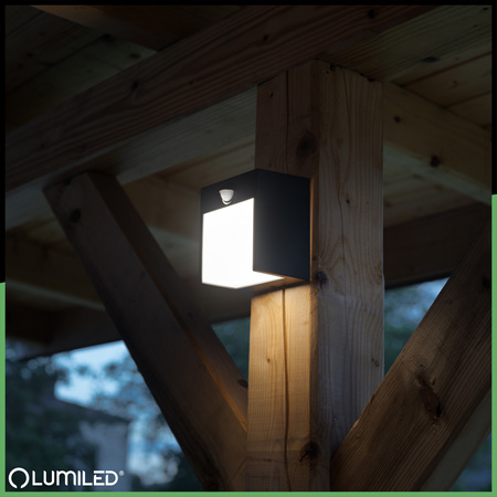 Garten Wandleuchte LED Außenwandleuchte PIR IP54 12W 3000K RUBUS LUMILED