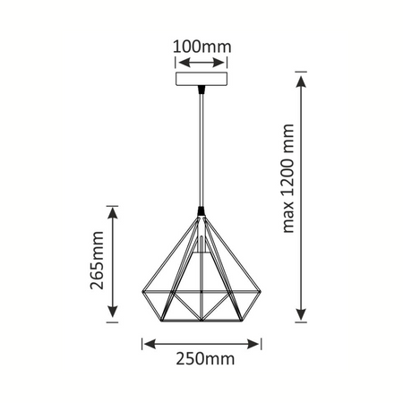BROXTON Rope IL MIO Deckenhängelampe schwarz Loft-Stil Stahl + Kabel 1xE27 GOLDLUX (Polux)