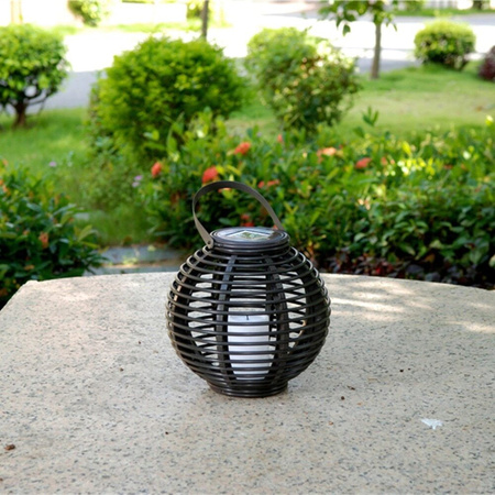 LED-Solar-Gartenlampe Hängelaterne schwarz oval Flammeneffekt