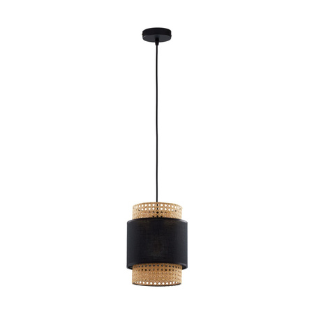 BOHO BLACK Pendelleuchte Rattan Hängend Schwarz Boho Style E27 6540 TK Lighting