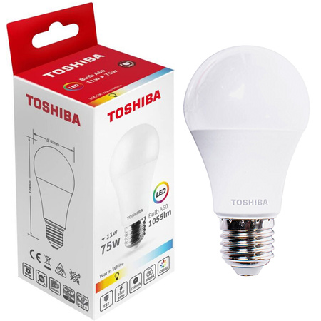 LED Lampen E27 A60 11W = 75W 1055lm 3000K Warm TOSHIBA